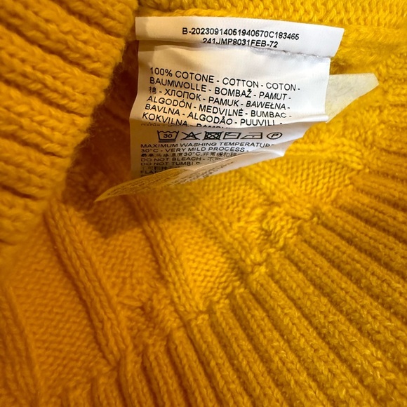 Piombo Womens Yellow Pure Cotton Cable Knit Sweater, size Small - Picture 3 of 4